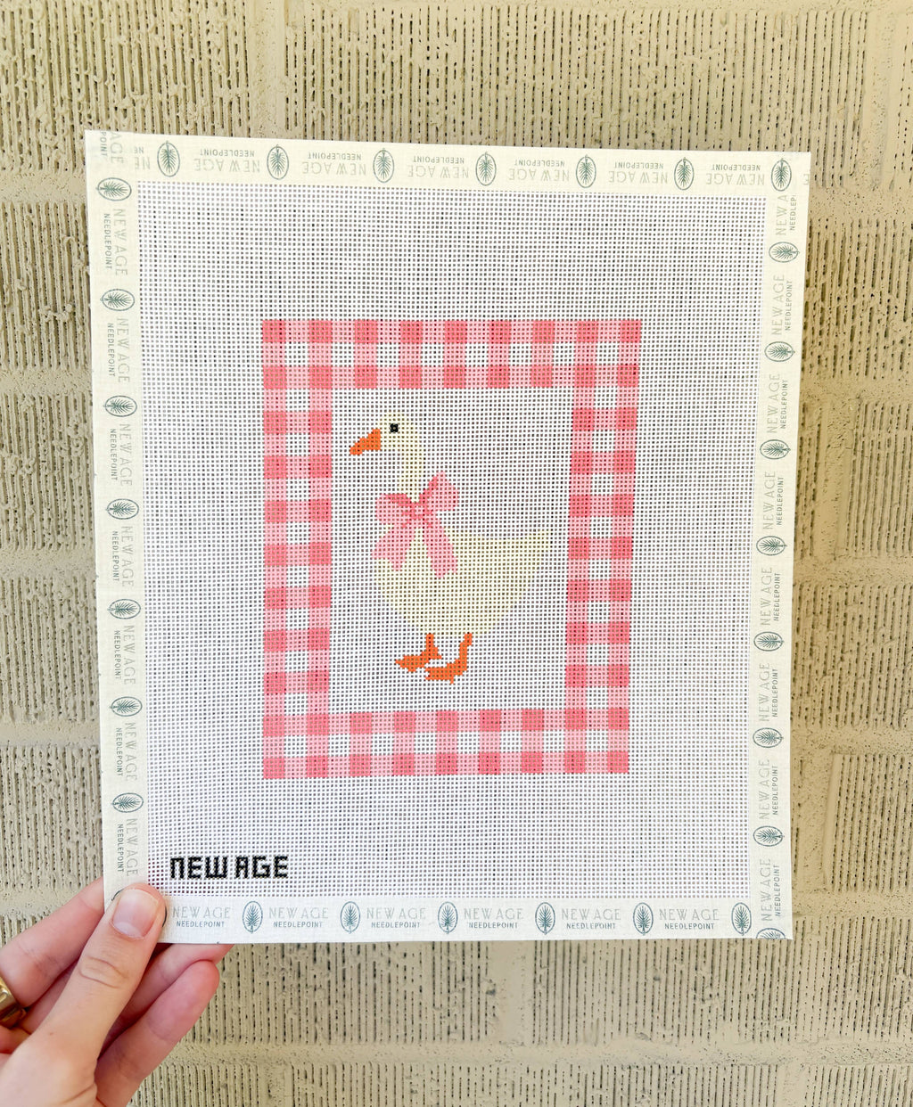 Gingham Baby Goose Needlepoint Canvas